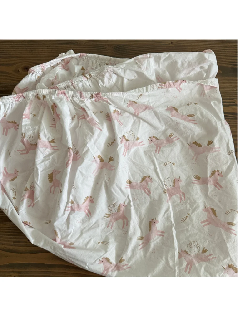 Pottery Barn Kids Crib Sheet Unicorn Pink Gold Organic Cotton White Fitted